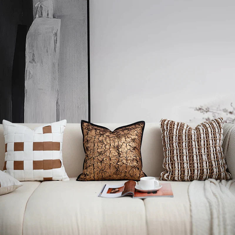 DecorBites™ Italian Light Luxury Brown Cushion Cover for Sophisticated Home Decor.