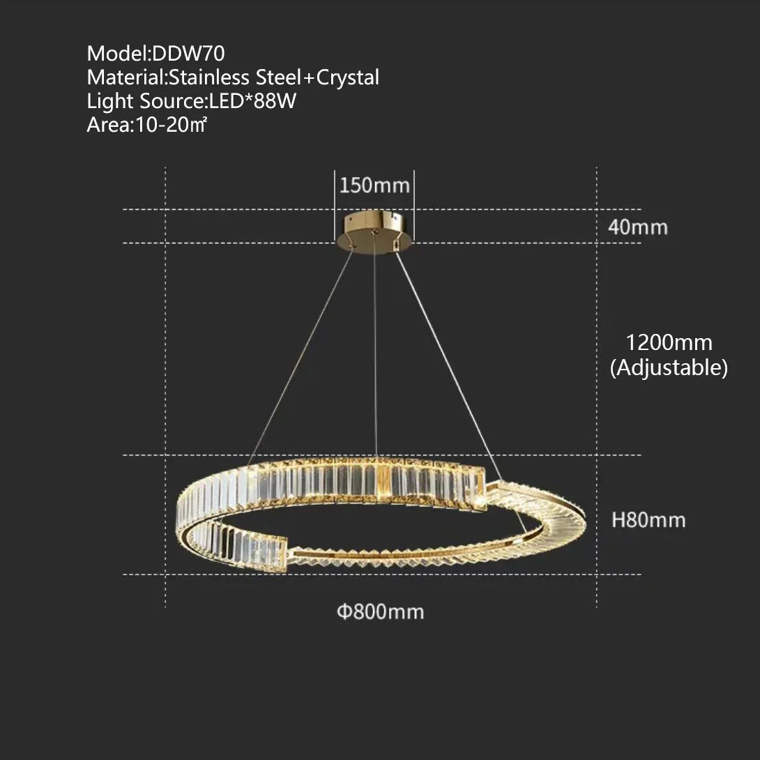 DecorBites™ Crystal Gold Ring LED Chandelier for Minimalist Luxury Home Decor