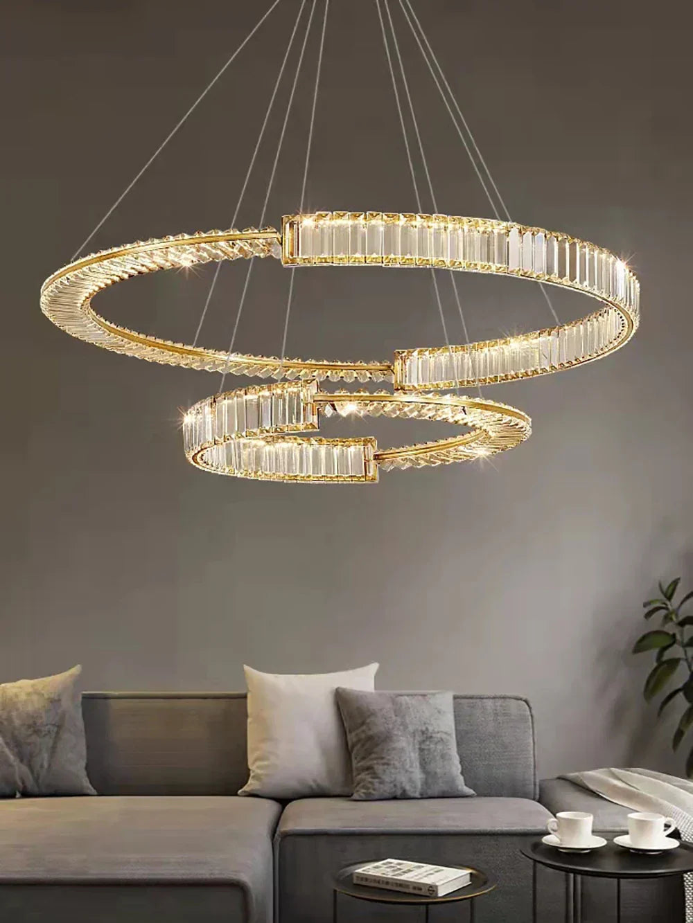 DecorBites™ Crystal Gold Ring LED Chandelier for Minimalist Luxury Home Decor