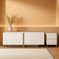 White TV Stand 80 Inch For Living Room Entertainment Center