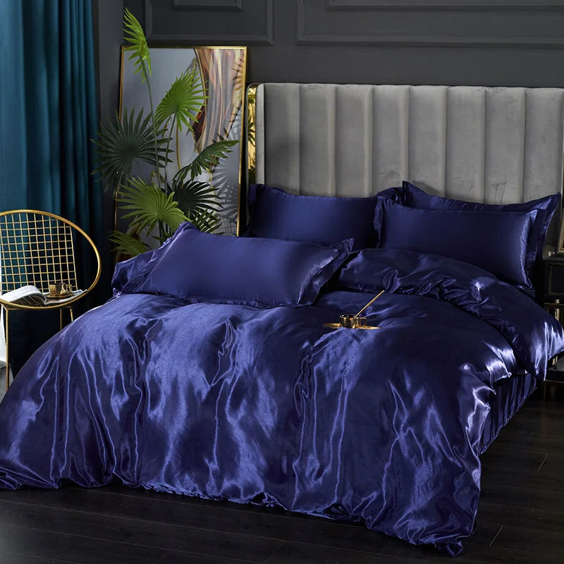 DecorBites™ Silk Bedding Set: Luxury Satin Twin-King Sizes