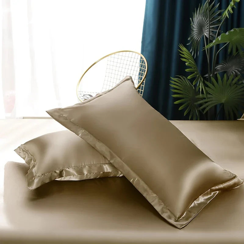 DecorBites™ Silk Bedding Set: Luxury Satin Twin-King Sizes