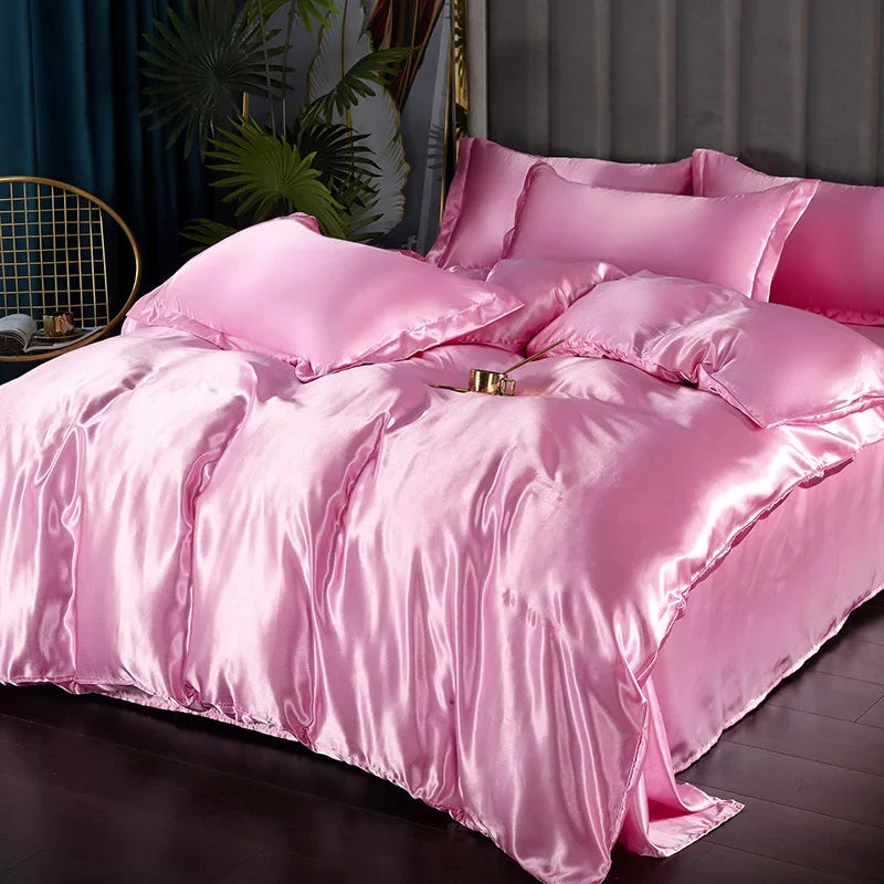DecorBites™ Silk Bedding Set: Luxury Satin Twin-King Sizes